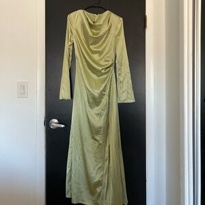 ASOS sage green maxi satin dress
